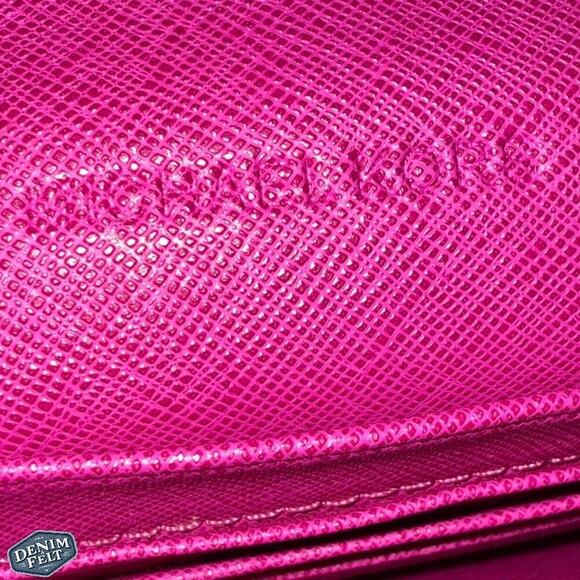 Michael Kors Fuchsia/Rasberry/Gold Saffiano Leather Chain Link Crossbody Bag - Picture 10 of 15